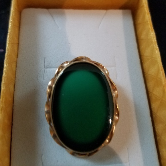 12k gold filled green glass pin nice - Picture 3 of 3